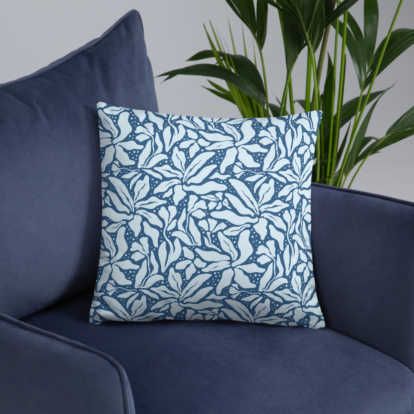 Blue Bird Floral Pillow