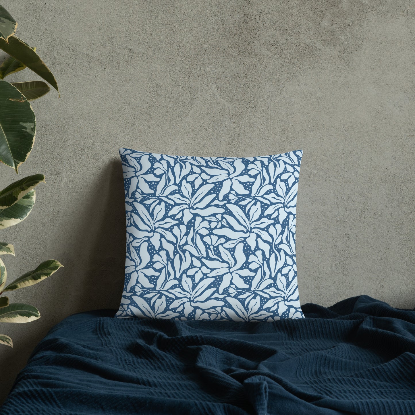 Blue Bird Floral Pillow