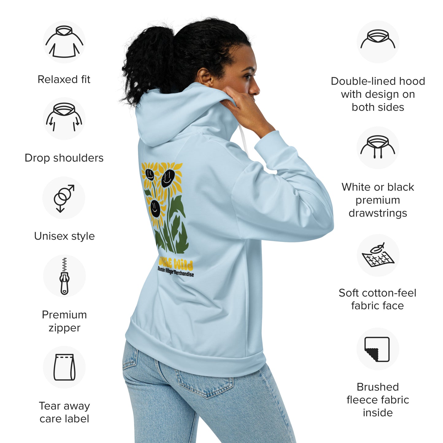 SmileWild Unisex zip-up hoodie