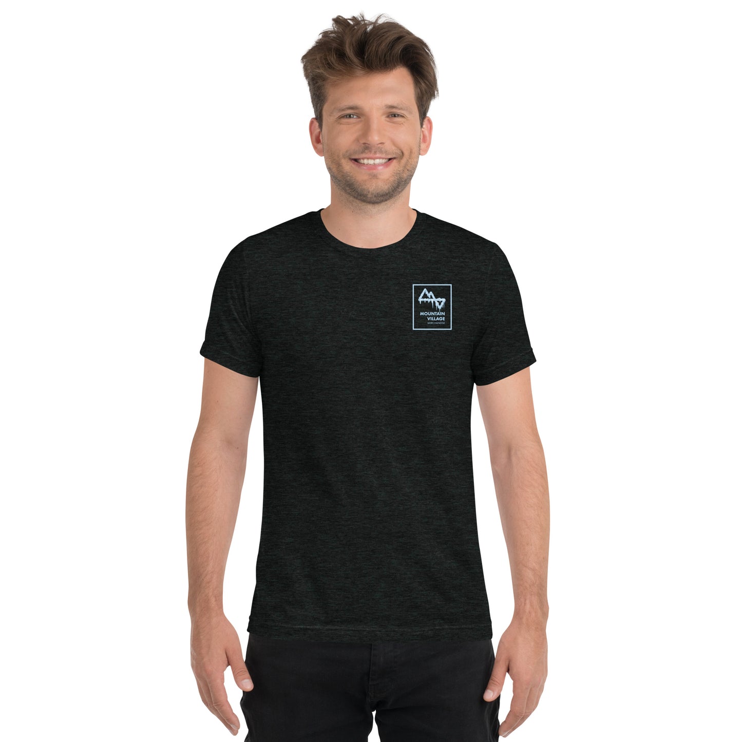 Man modelling mens tri-blend tee