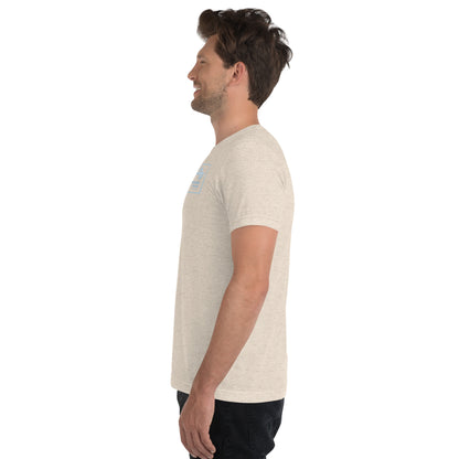 Man modelling mens tri-blend white  tee