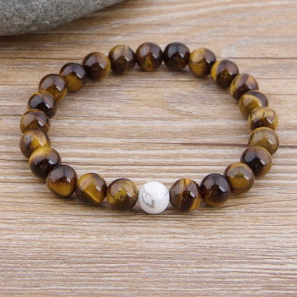 Tiger Eye and White Howlite Bead Bracelet 