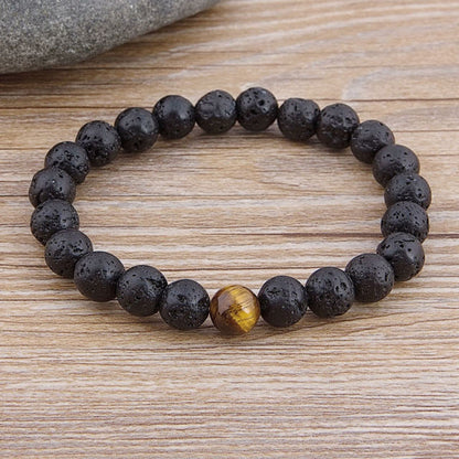 Lava Rock and Tiger Eye Bead Bracelet 