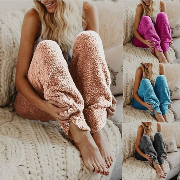 European and American New Warm Fleece Sleepwear Long Pants