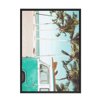 Scandinavian Tropical Landscape Posters Modern Prints Sea Beach Bus Palm Tree Wall Art Canvas Painting Nordic Decoration Picture - Mountain Village Merchandise