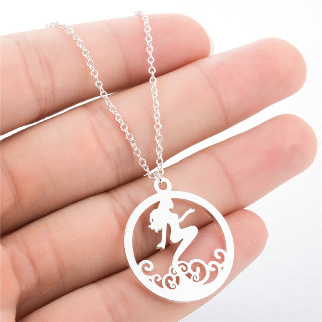 Jisensp Bohemian Wave Pendant Necklace Stainless Steel Jewelry Necklace for Women Beach Surfer Charms Collar Bijoux Femme