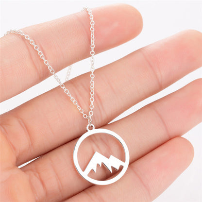 Jisensp Bohemian Wave Pendant Necklace Stainless Steel Jewelry Necklace for Women Beach Surfer Charms Collar Bijoux Femme