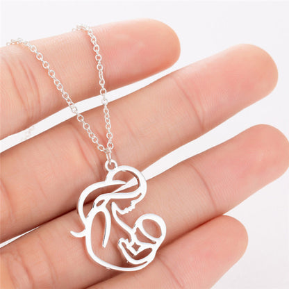 Jisensp Bohemian Wave Pendant Necklace Stainless Steel Jewelry Necklace for Women Beach Surfer Charms Collar Bijoux Femme