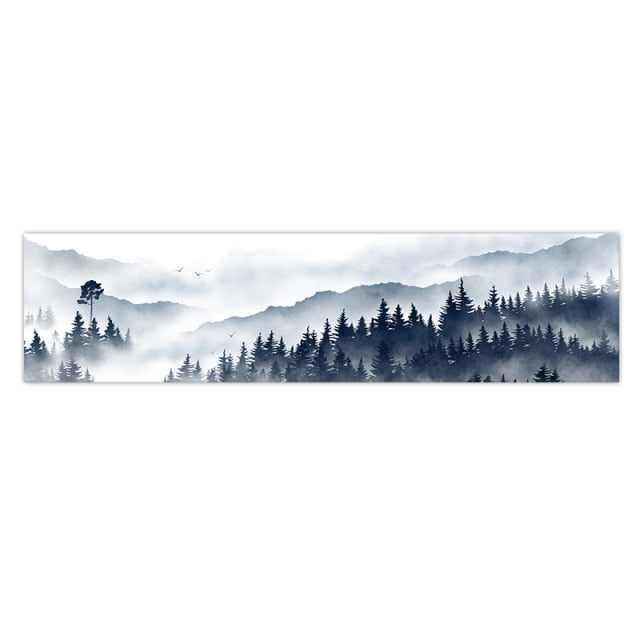 New* MistyMorning: HD Printed Painting Mountain and Tree Decorative Painting - Mountain Village Merchandise