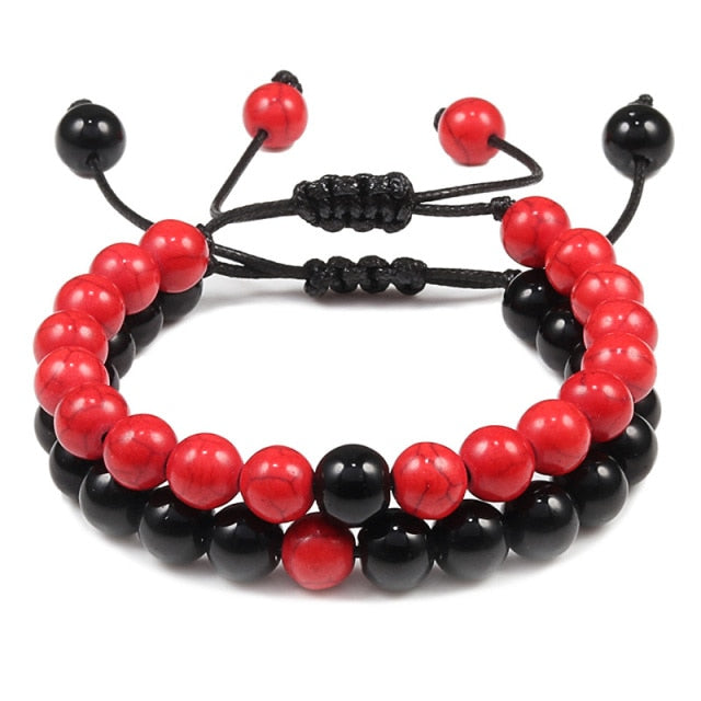 2pc Lava Rock Set Friendship & Distance Love Bracelet