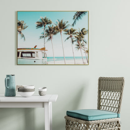 Scandinavian Tropical Landscape Posters Modern Prints Sea Beach Bus Palm Tree Wall Art Canvas Painting Nordic Decoration Picture - Mountain Village Merchandise