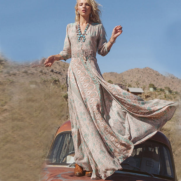 TEELYNN: Three-quarter Sleeve Gypsy Summer Dress Vestidos