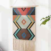 Boho Linen Tapestry Nordic Style Geometric with Tassel