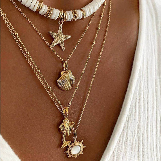 Boho Starfish Choker Pendent & Necklace