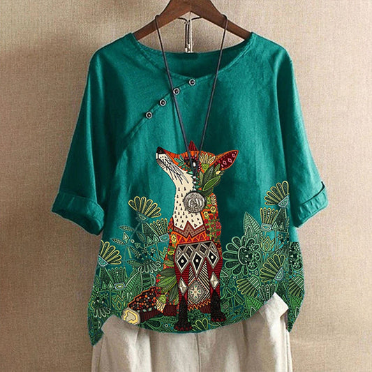 Women's Fox Printed Shirt - Mountain Village Merchandise