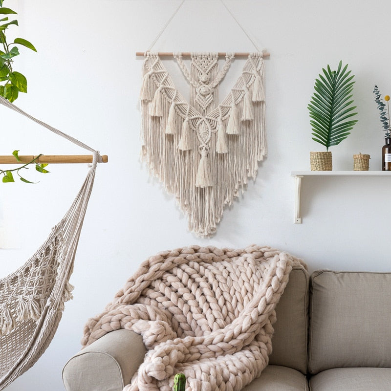 Macrame Woven Bedroom Wall Hanging Tapestry Boho Home Decor