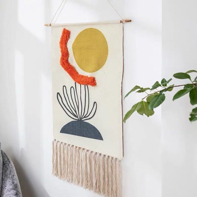 Bohemian Vintage Aesthetic Macrame Cotton Tassel Handmade Wall Hanging Tapestry For Home Living Room Boho Decor Art Decoration