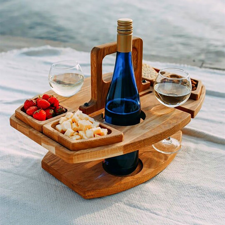 Charcuterie Picnic Carrying Table & Foldable Wine Tray