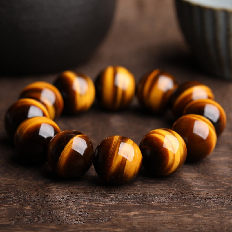 Mens Tiger Eye Beads Bracelet - Limited Sizes Available!! - Mountain Village Merchandise