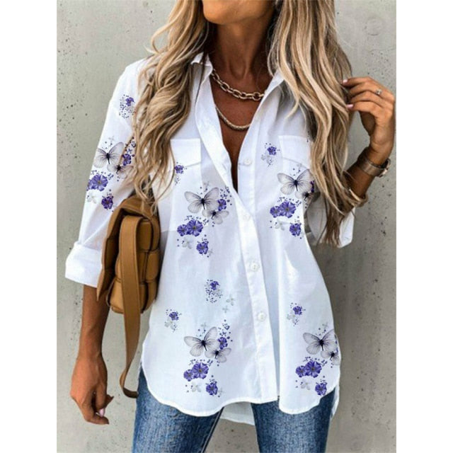 Women's Spring & Autumn style full sleeve button up shirt.