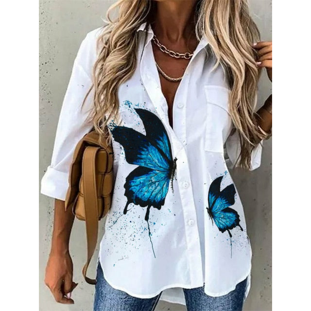 Women's Spring & Autumn style full sleeve button up shirt.
