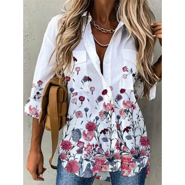 Women's Spring & Autumn style full sleeve button up shirt.