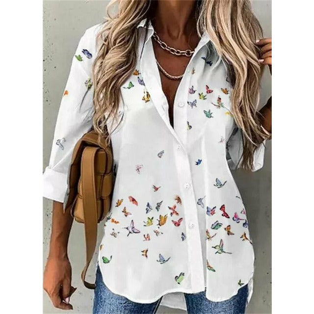 Women's Spring & Autumn style full sleeve button up shirt.