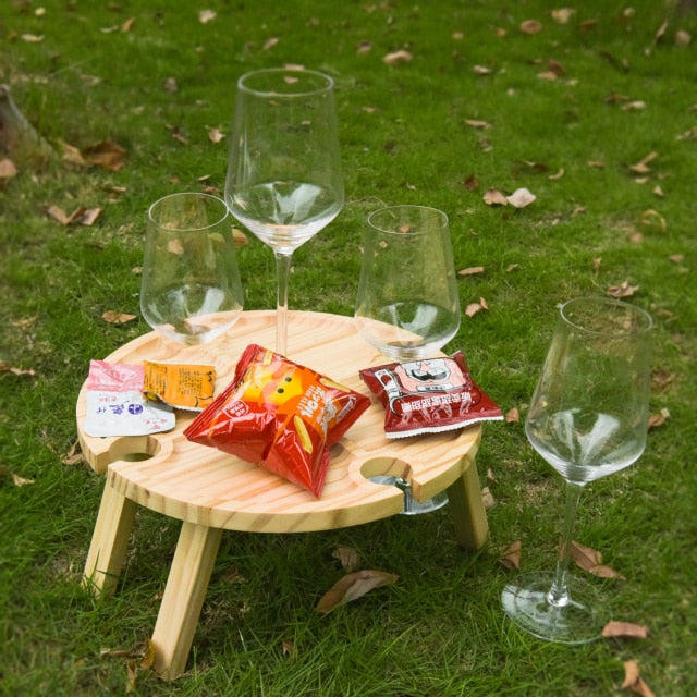 Charcuterie Picnic Carrying Table & Foldable Wine Tray
