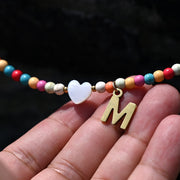 Cute Initial Letter Pendant Colorful Bead Choker - Mountain Village Merchandise