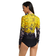 Long Sleeve Floral Rashguard & Skirted Swimsuit
