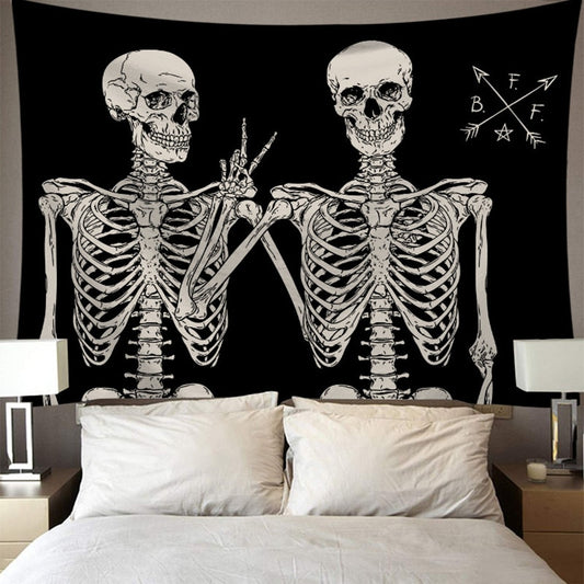 Mnds: MVM Merchandise: Hippie Skeleton & Skull Boho Wall Tapestries & Art - Mountain Village Merchandise