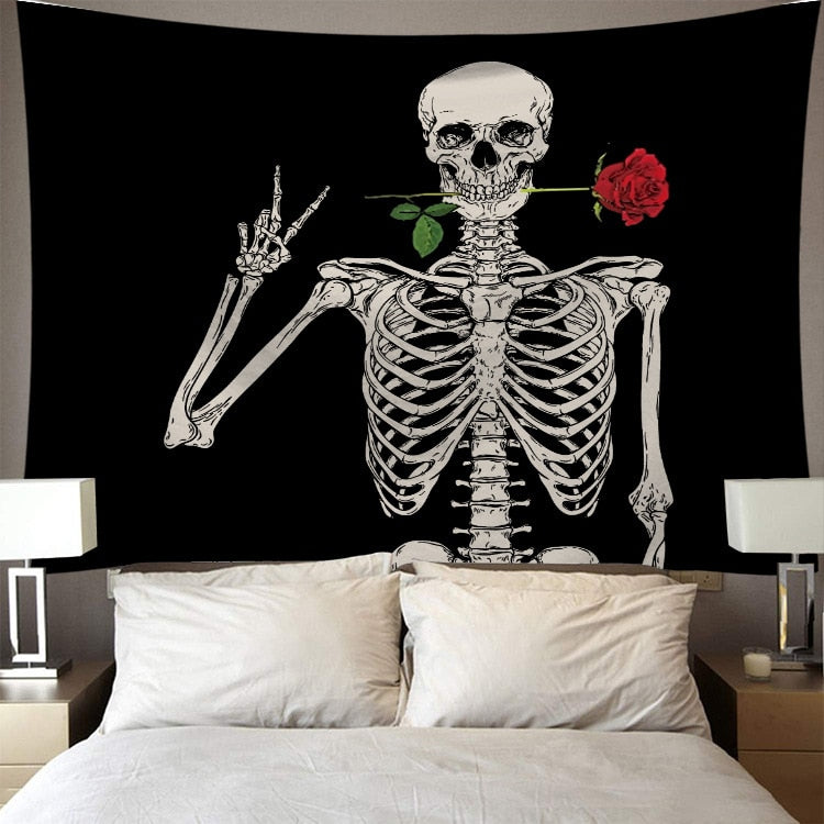 Mnds: MVM Merchandise: Hippie Skeleton & Skull Boho Wall Tapestries & Art - Mountain Village Merchandise