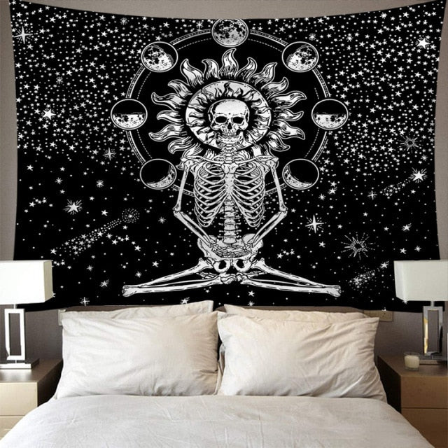 Mnds: MVM Merchandise: Hippie Skeleton & Skull Boho Wall Tapestries & Art - Mountain Village Merchandise