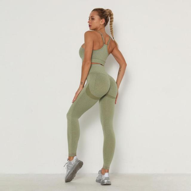 LAISIYI: High Waist Push Up Leggings Track Suit & Long Sleeve Bra Top