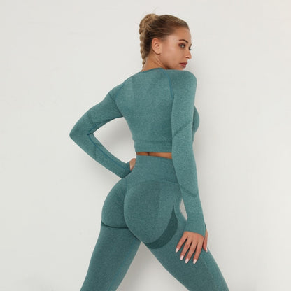 LAISIYI: High Waist Push Up Leggings Track Suit & Long Sleeve Bra Top