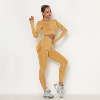 LAISIYI: High Waist Push Up Leggings Track Suit & Long Sleeve Bra Top