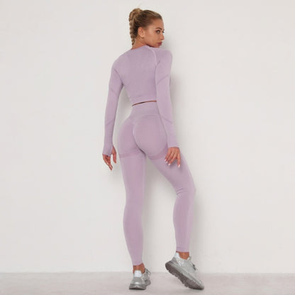 LAISIYI: High Waist Push Up Leggings Track Suit & Long Sleeve Bra Top