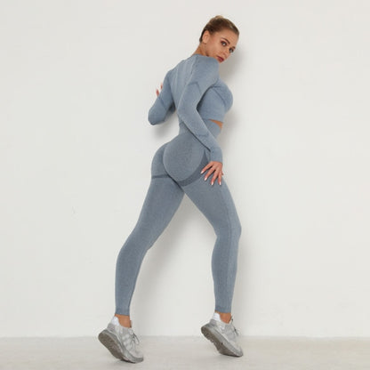 LAISIYI: High Waist Push Up Leggings Track Suit & Long Sleeve Bra Top