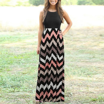 Summer Striped Design Long Boho Dress - Mountain Village Merchandise