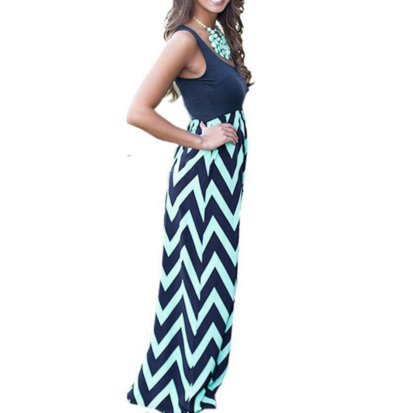 Summer Striped Design Long Boho Dress - Mountain Village Merchandise