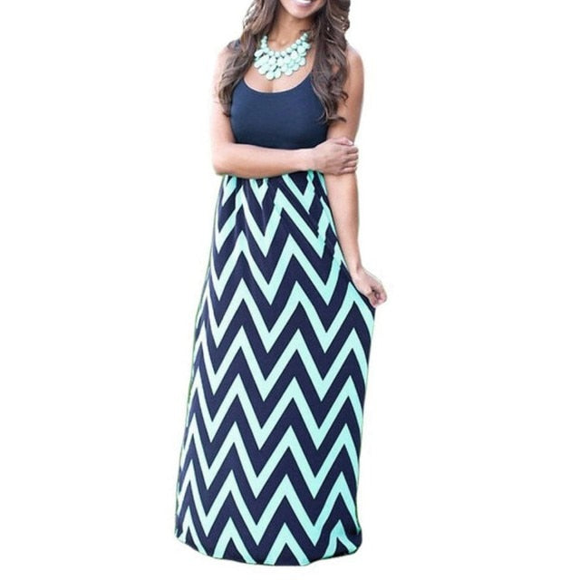 Summer Striped Design Long Boho Dress - Mountain Village Merchandise