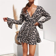 Women Leopard Print Boho Beach Dress - Mountain Village Merchandise