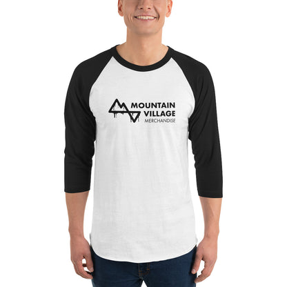 Man modelling 3/4 raglan shirt black and white