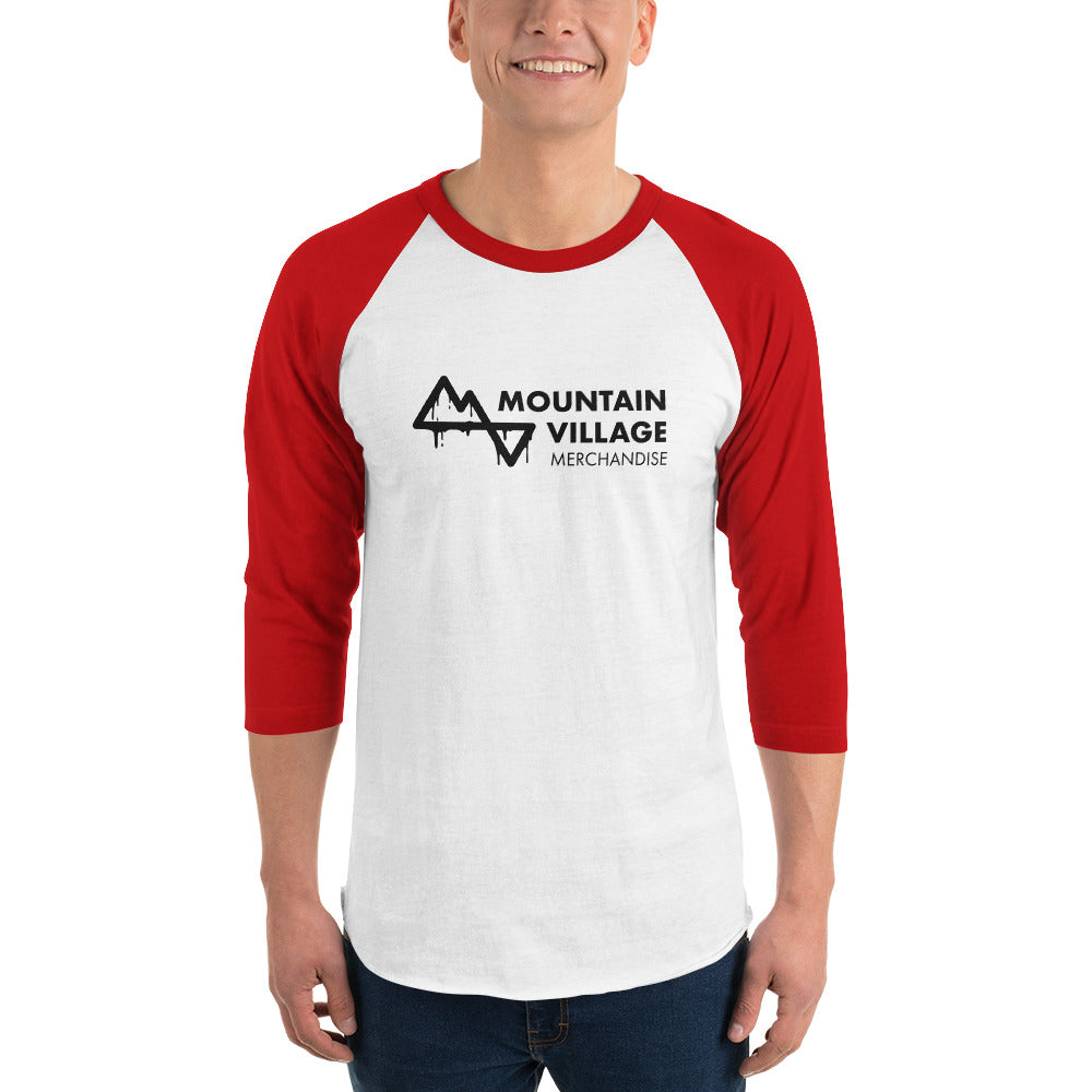 Man modelling 3/4 raglan shirt white and red