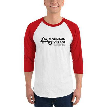 Man modelling 3/4 raglan shirt white and red